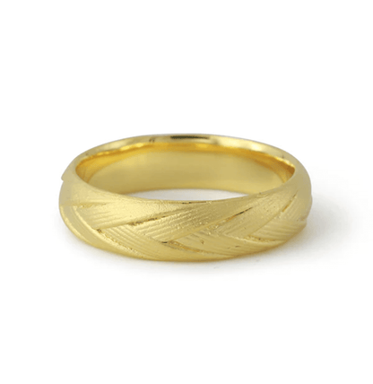 Silberring Vento Argento, 18ct vergoldet – strukturierter Bandring mit goldener Oberfläche