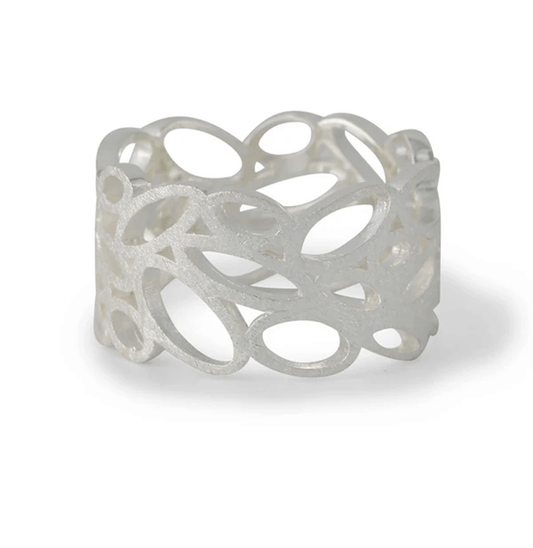 Silberring Ovallure: filigraner ovaler Durchbruch, luftige Skulptur aus 925 Sterling Silber.