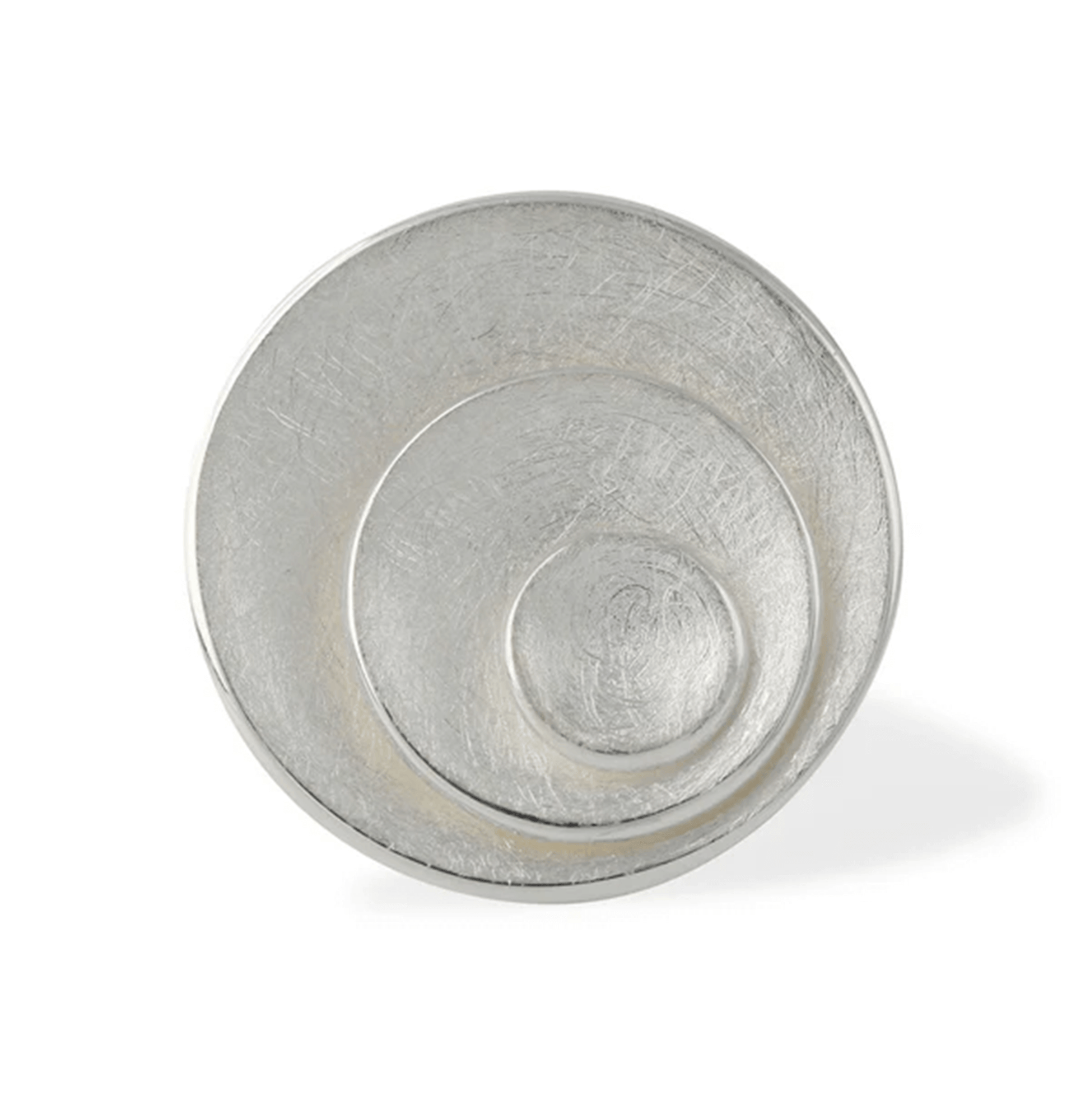 Silberring Armonia mit harmonisch abgestuften Scheibenformen und dreifach gearbeiteter Schalenstruktur – ausdrucksstarker Look.