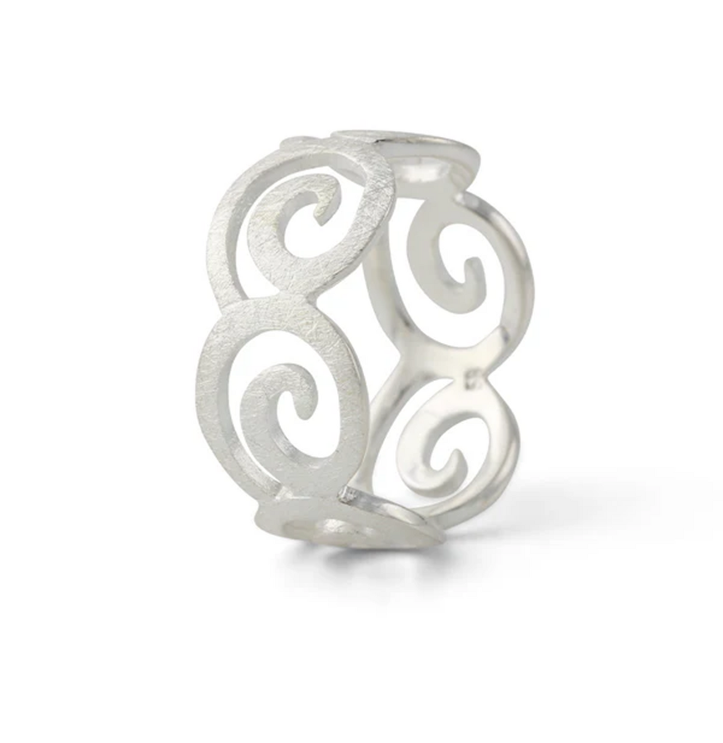 Silberring Ventus mit offenem Spiralmotiv, 925er Silber, luftig organisch gestaltet.