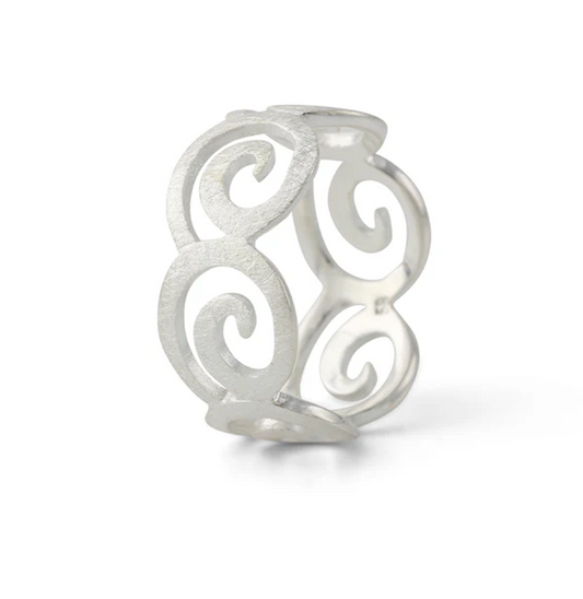 Silberring Ventus mit offenem Spiralmotiv, 925er Silber, luftig organisch gestaltet.