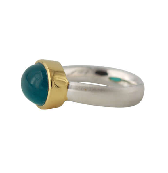 Silberring "Icur" mit 14x10mm Apatit, 18ct vergoldet - Perla d'Oro