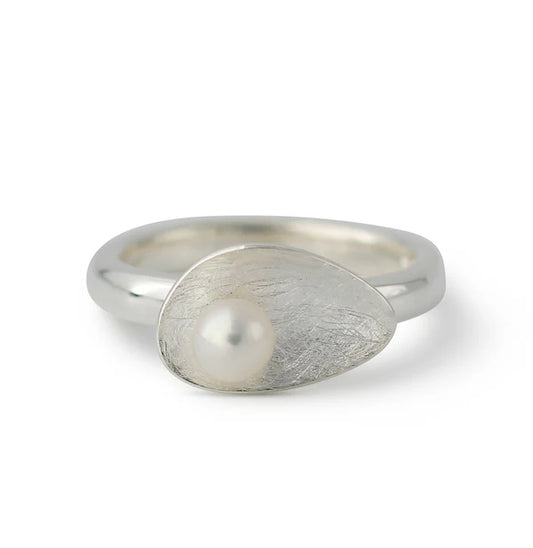Silberring mit 5-mm Süßwasserperle in silberveredelter Lunaris-Fassung