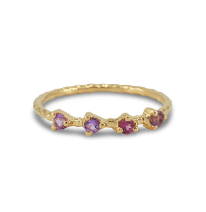 Vergoldeter Silberring mit vier Amethysten - Perla d'Oro