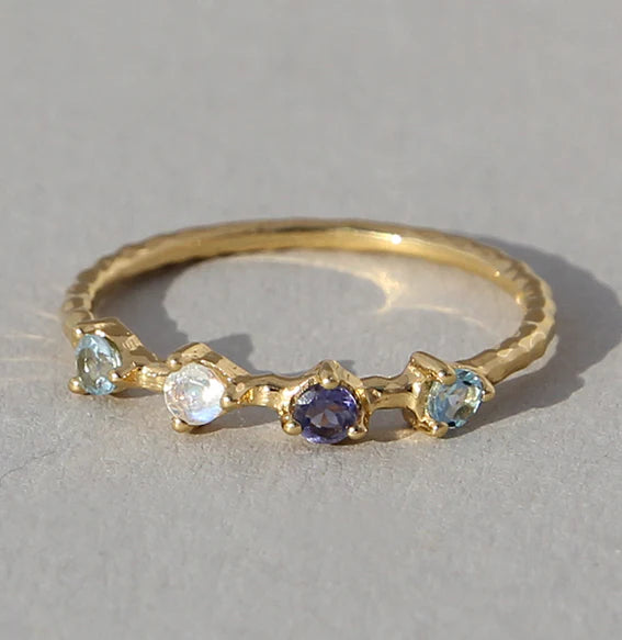 Silberring vergoldet mit div. Steinen - Perla d'Oro