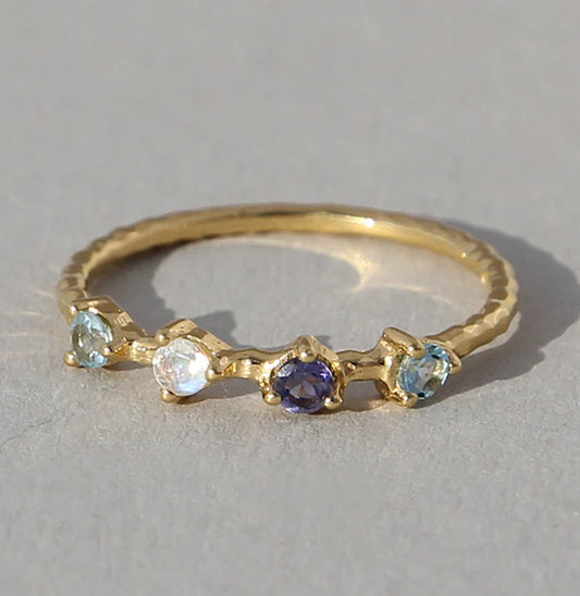 Silberring vergoldet mit div. Steinen - Perla d'Oro