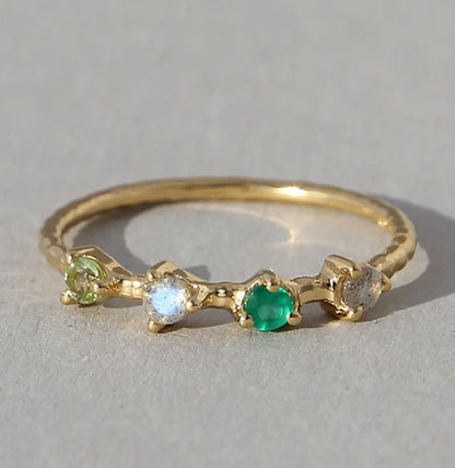 Vergoldeter Silberring mit vier Edelsteine - Perla d'Oro