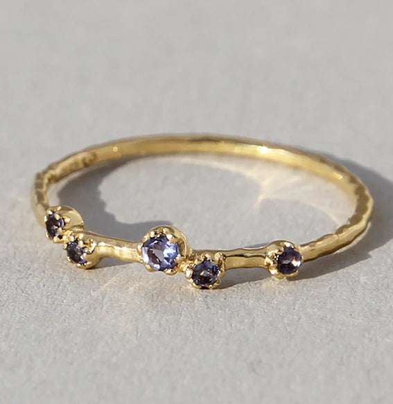 Silberring vergoldet mit Iolith - Perla d'Oro