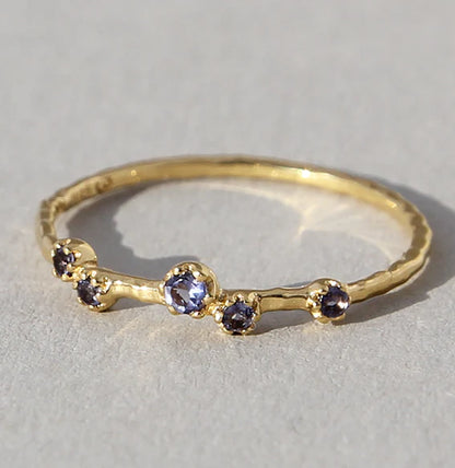 Silberring vergoldet mit Iolith - Perla d'Oro