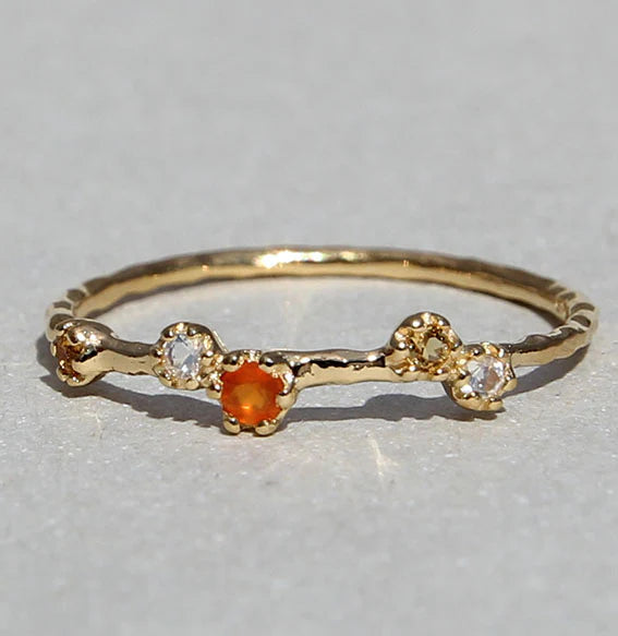 Silberring vergoldet mit Mondstein, Citrin und Karneol - Perla d'Oro