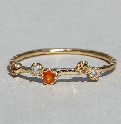 Silberring vergoldet mit Mondstein, Citrin und Karneol - Perla d'Oro