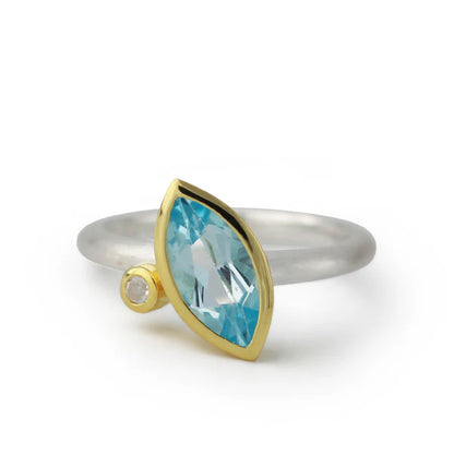 Silberring vergoldet mit Topas und Bergkristall - Perla d'Oro