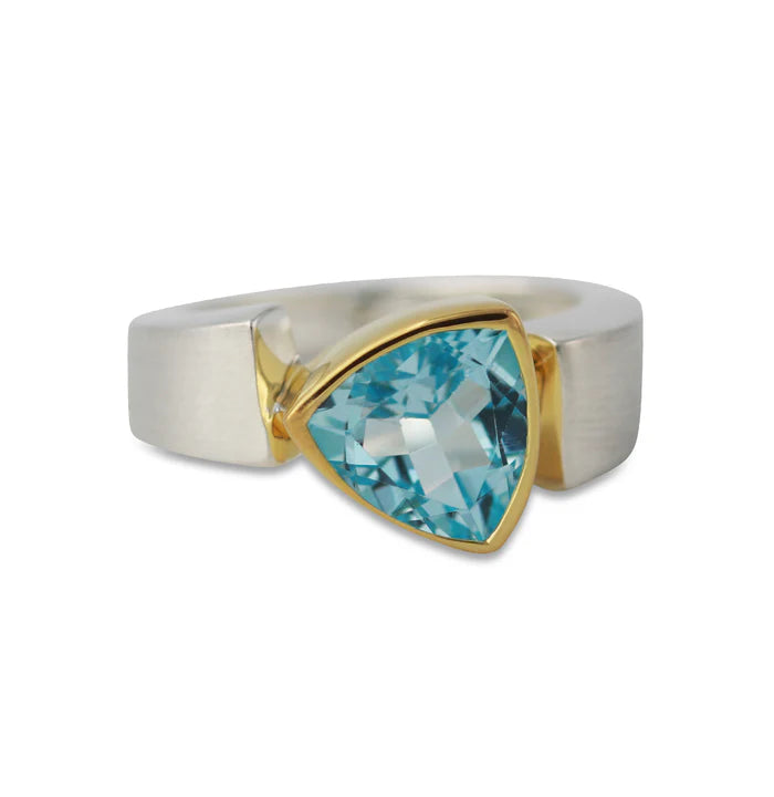 Silberring mit 10mm Topas, 18ct vergoldet - Perla d'Oro