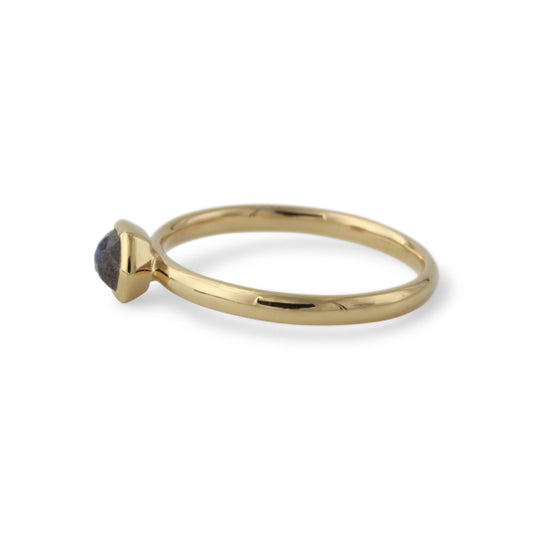 Silberring mit Labradorit 4mm, 18ct vergoldet - Perla d'Oro