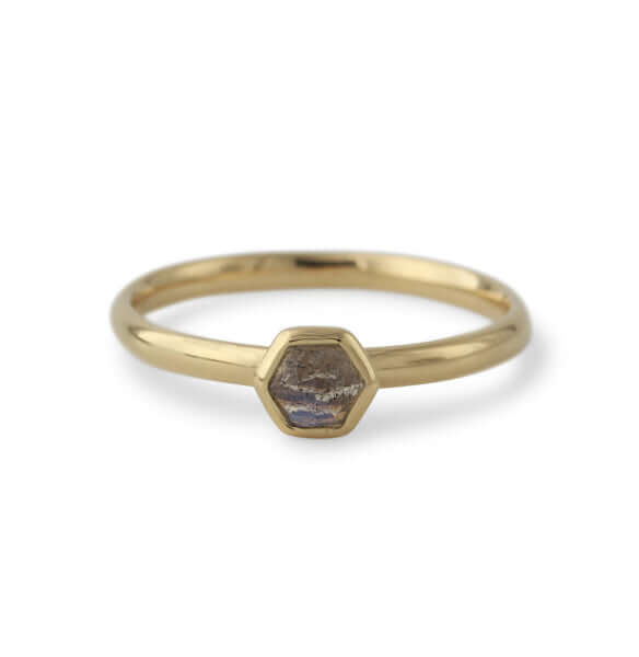 Silberring mit Labradorit 4mm, 18ct vergoldet - Perla d'Oro