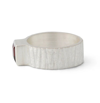Silberring mit Granat (6×6 mm), quadratischer roter Edelstein, Campur Design