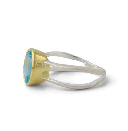 Silberring mit 8x10mm Topas, 18ct vergoldet - Perla d'Oro