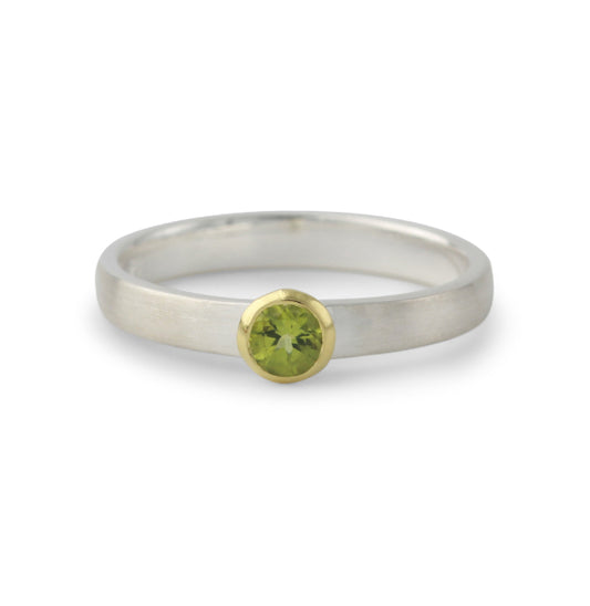 Silberring mit Peridot, 18ct vergoldet - Perla d'Oro