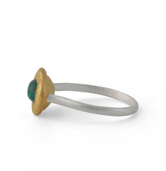 Silberring mit Amazonit, vergoldet 18ct - Perla d'Oro