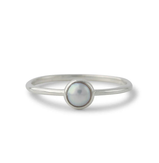 Silberring mit Süßwasserzuchtperle Ø ca. 4 mm, 925 Sterlingsilber, handgefertigt in Deutschland