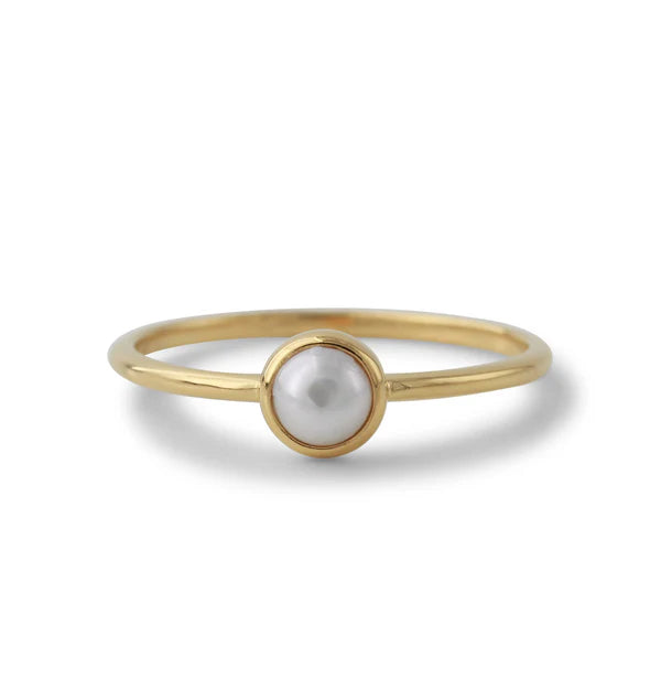 Campur handgefertigter Ring aus 925er Silber, 18K vergoldet, Süßwasserperle Ø ca. 4 mm