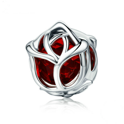 Red Rose Charm in S925 Sterling Silber - Perla d'Oro #