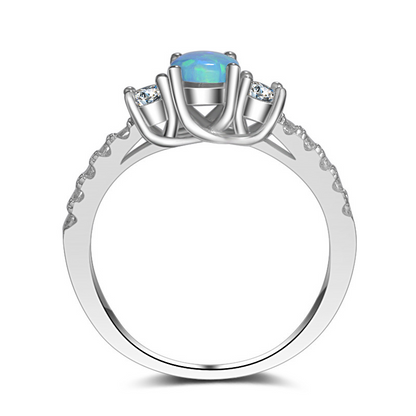 Ring mit Zirkonia-Diamanten und Opalstein aus 925er Silber - Perla d'Oro #