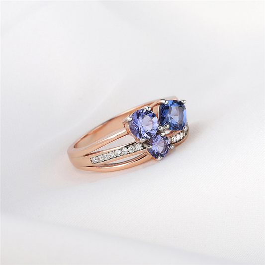 Roségoldring aus 925er Silber mit Edelsteine - Perla d'Oro