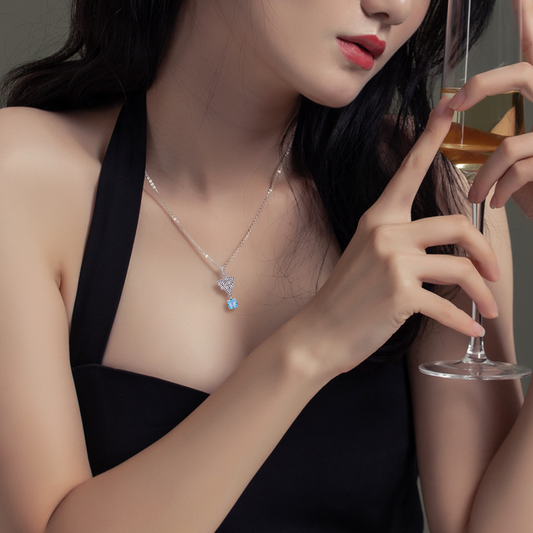 Halskette mit Schweizer Blauem Topas in S925 Silber - Perla d'Oro