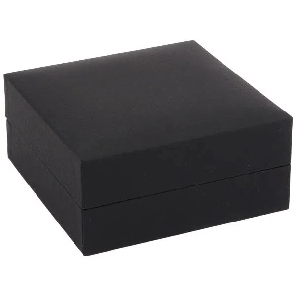 Schwarzes Halskette- & Anhängeretui aus Kunstleder mit Veloureinsatz, 90×90×41 mm