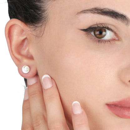 Muschel-Ohrstecker aus 925er Silber mit Shiva Eye Muschel auf Silberbasis, handgefertigt in Deutschland