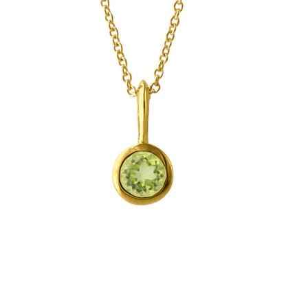 Silberanhänger 925 mit Peridot, 18k vergoldet, grüner Stein in goldener Fassung an Kette