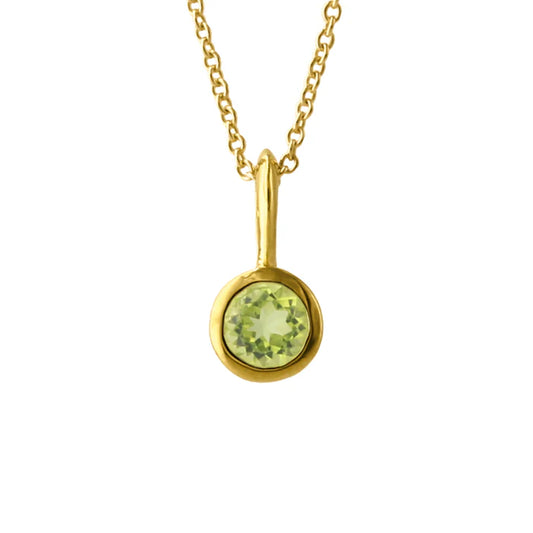 Silberanhänger 925 mit Peridot, 18k vergoldet, grüner Stein in goldener Fassung an Kette