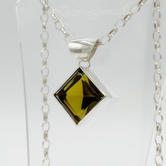 Silberanhänger Obsidian honigbraun Quadrat 2 x 2 cm - Perla d'Oro