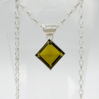 Silberanhänger Obsidian honigbraun Quadrat 2 x 2 cm - Perla d'Oro