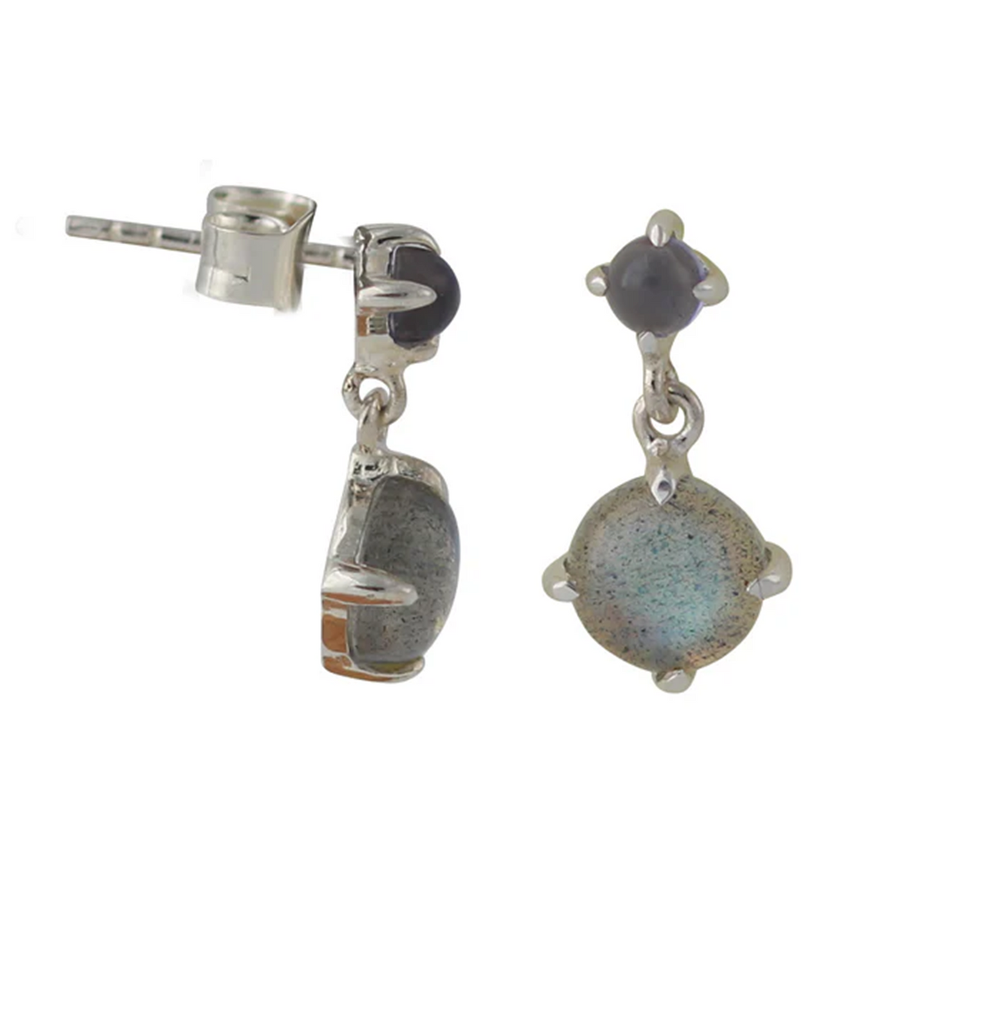 Silberohrstecker mit Labradorit und Iolith – elegante silberne Ohrhänger.
