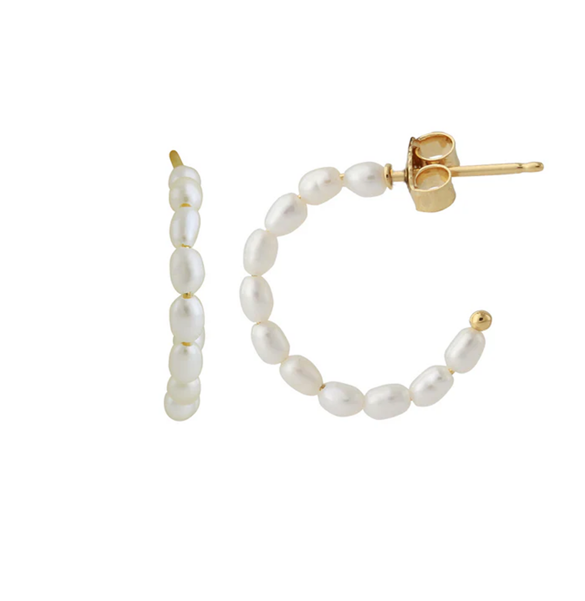 Silberohrstecker aus 925er Sterlingsilber, 18ct vergoldet, mit Süßwasserperlen