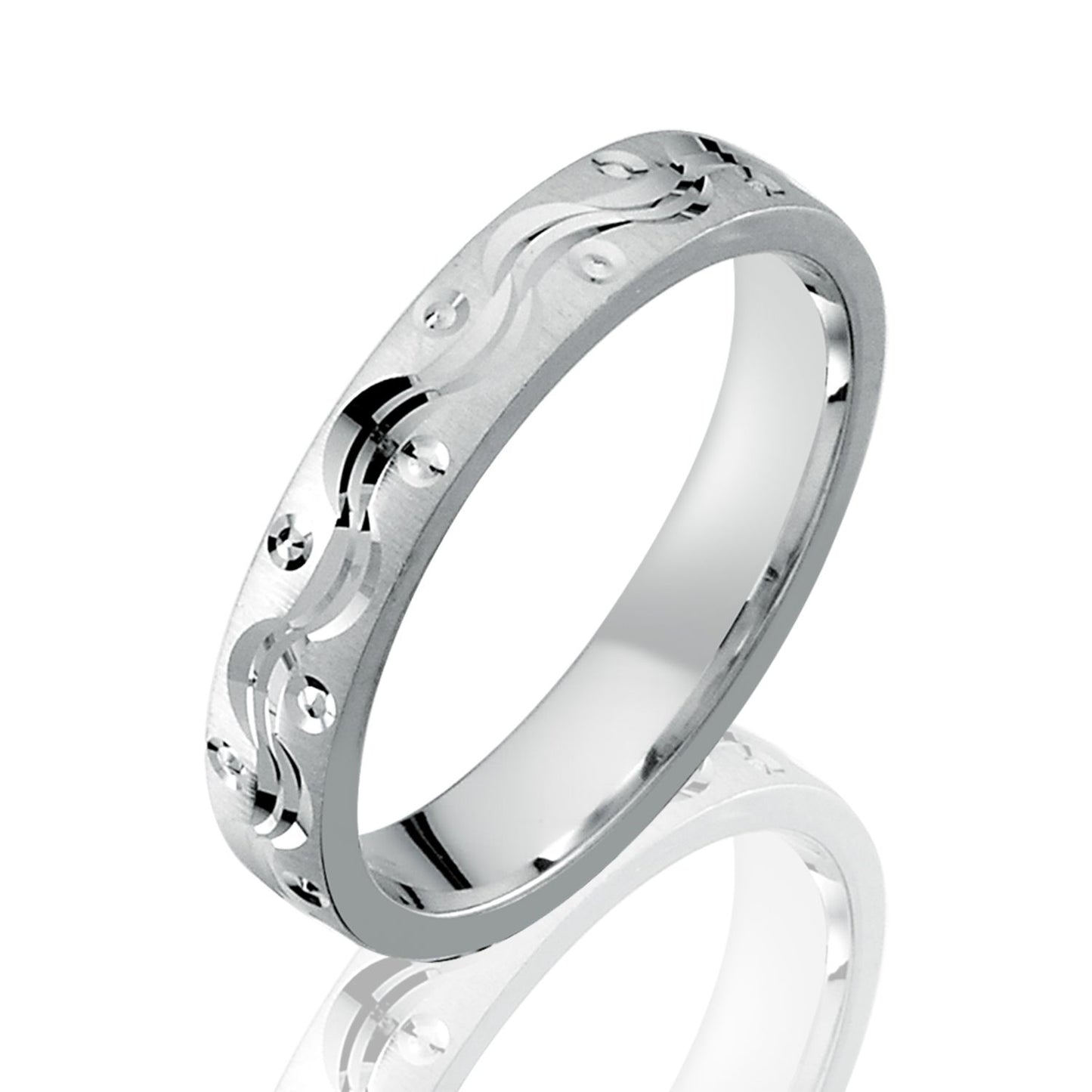 Silberring Célina - Unisex 925er Silberring mit graviertem Muster und abgerundeter Form