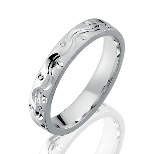 Silberring Célina - Unisex 925er Silberring mit graviertem Muster und abgerundeter Form