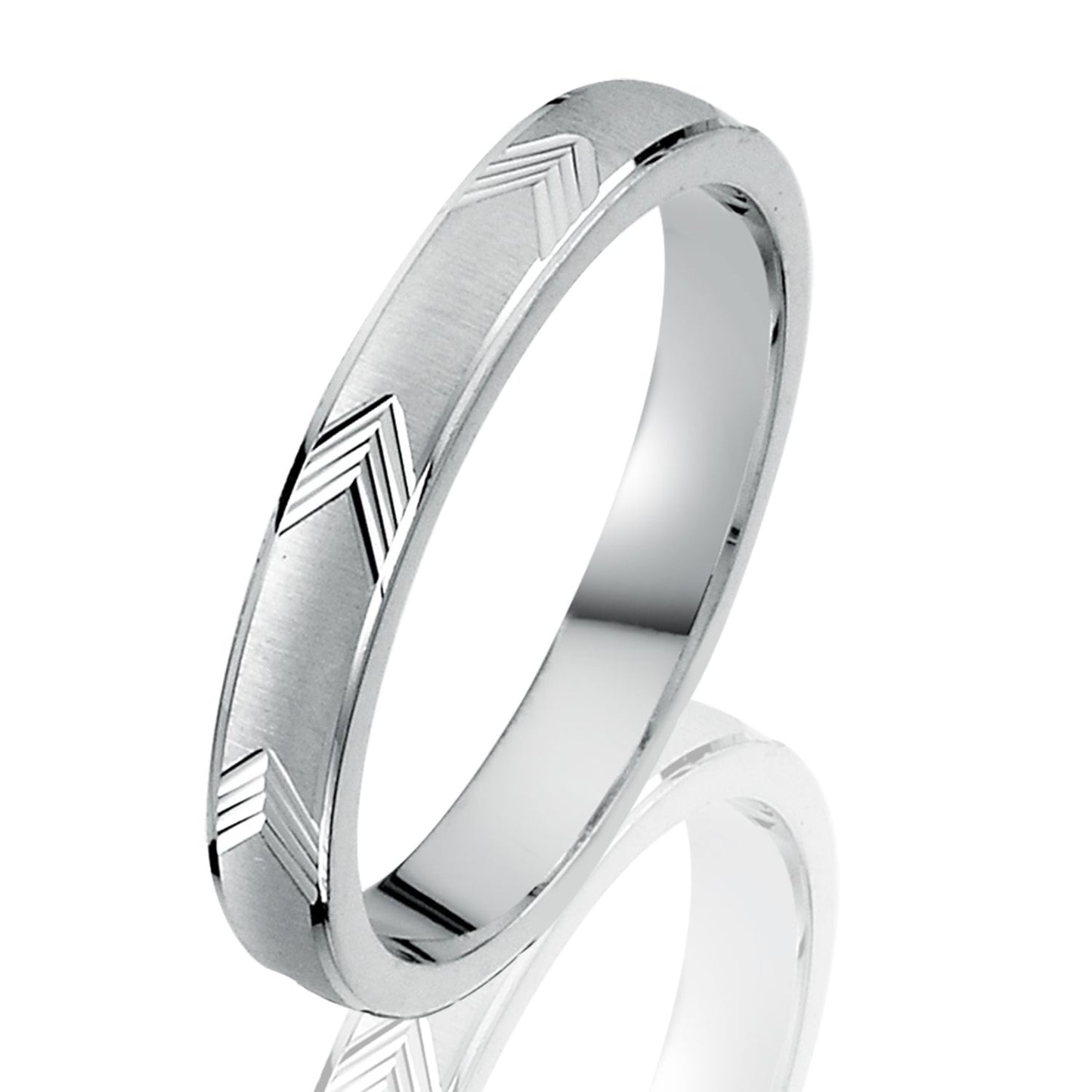 Silberring Equa aus 925er Silber, minimalistischer Unisex-Ring mit diagonalen Gravuren und abgerundeter Form.