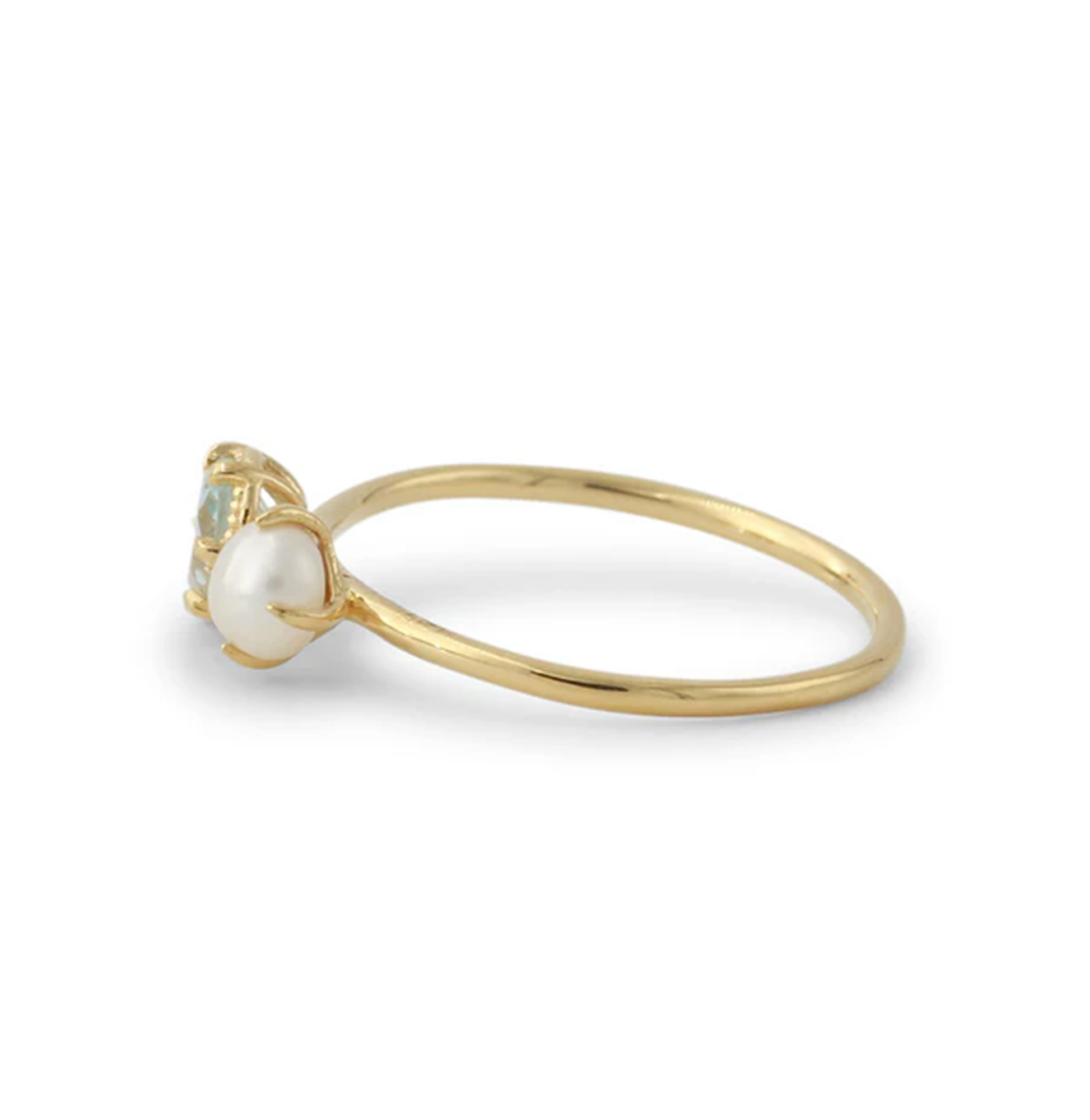 Silberring mit Topas und Süßwasserperle, 18ct vergoldet – zarte, elegante Fassung