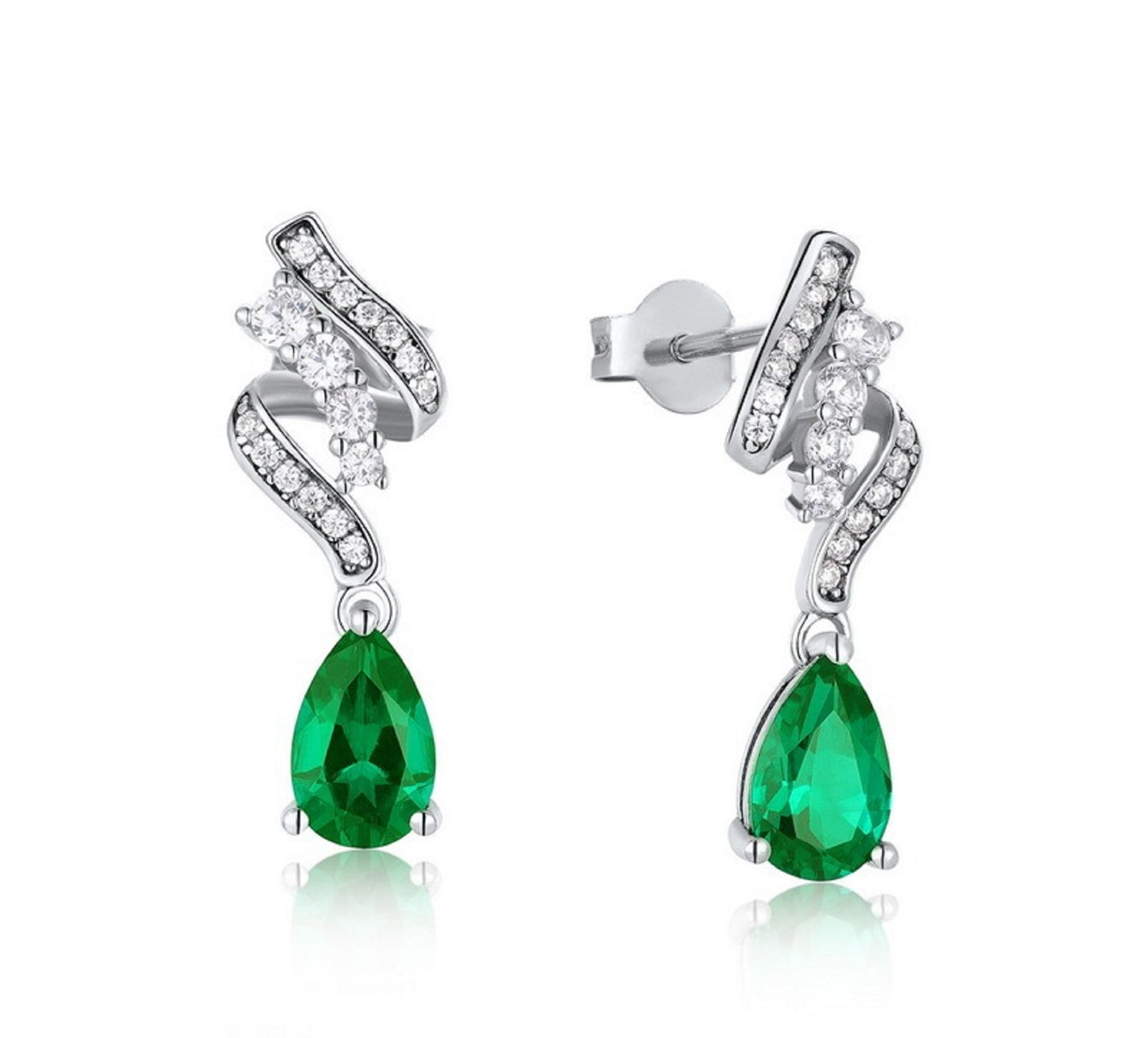 Smaragd-Ohrstecker aus 925er Silber - Perla d'Oro