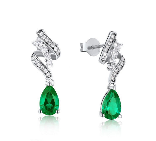 Smaragd-Ohrstecker aus 925er Silber - Perla d'Oro