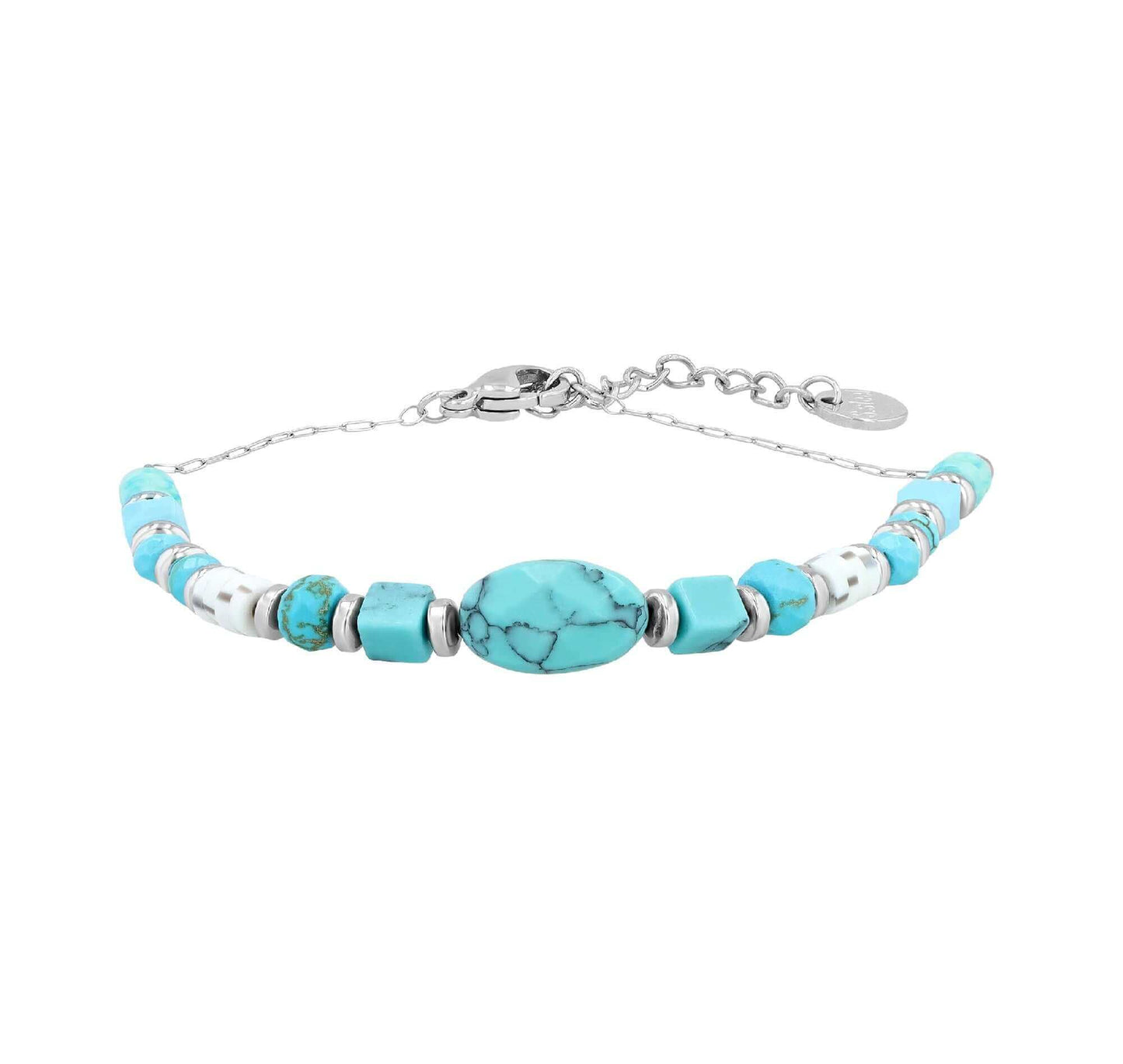 Edelstahlarmband mit Naturstein – Türkis - Perla d'Oro