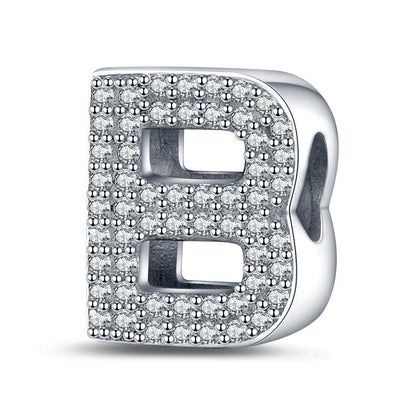 Buchstaben Charms aus 925er Silber mit Zirkonia-Diamanten