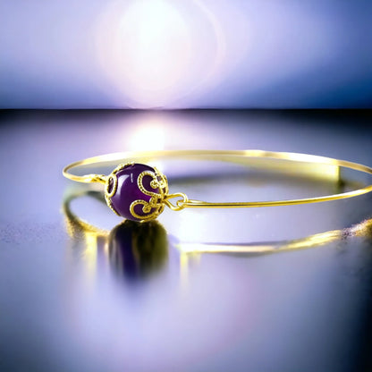Vergoldeter Armreif mit Amethyst-Edelstein - Perla d'Oro