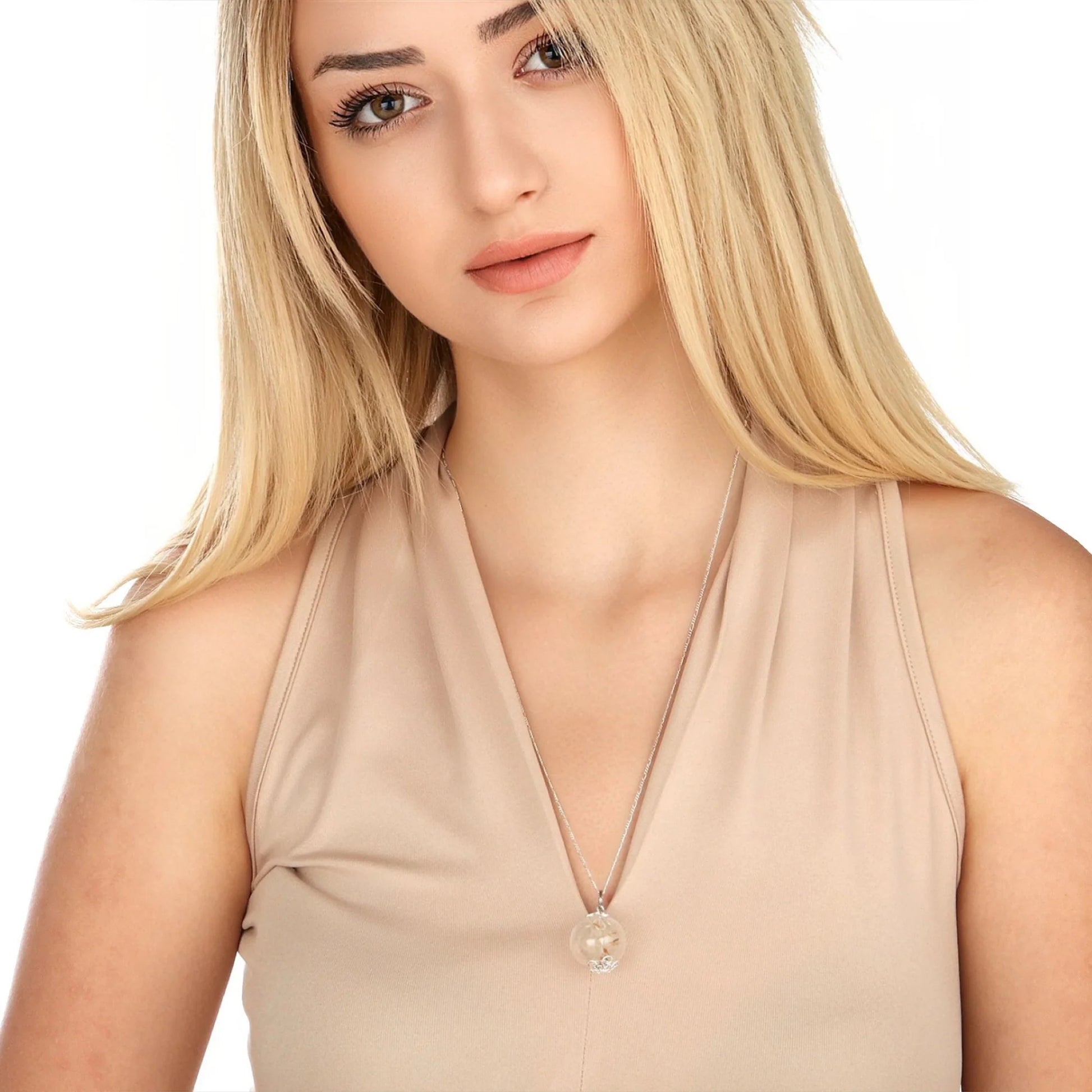 Silberkette mit Pusteblumen Glaskugel Anhänger – MadamLili