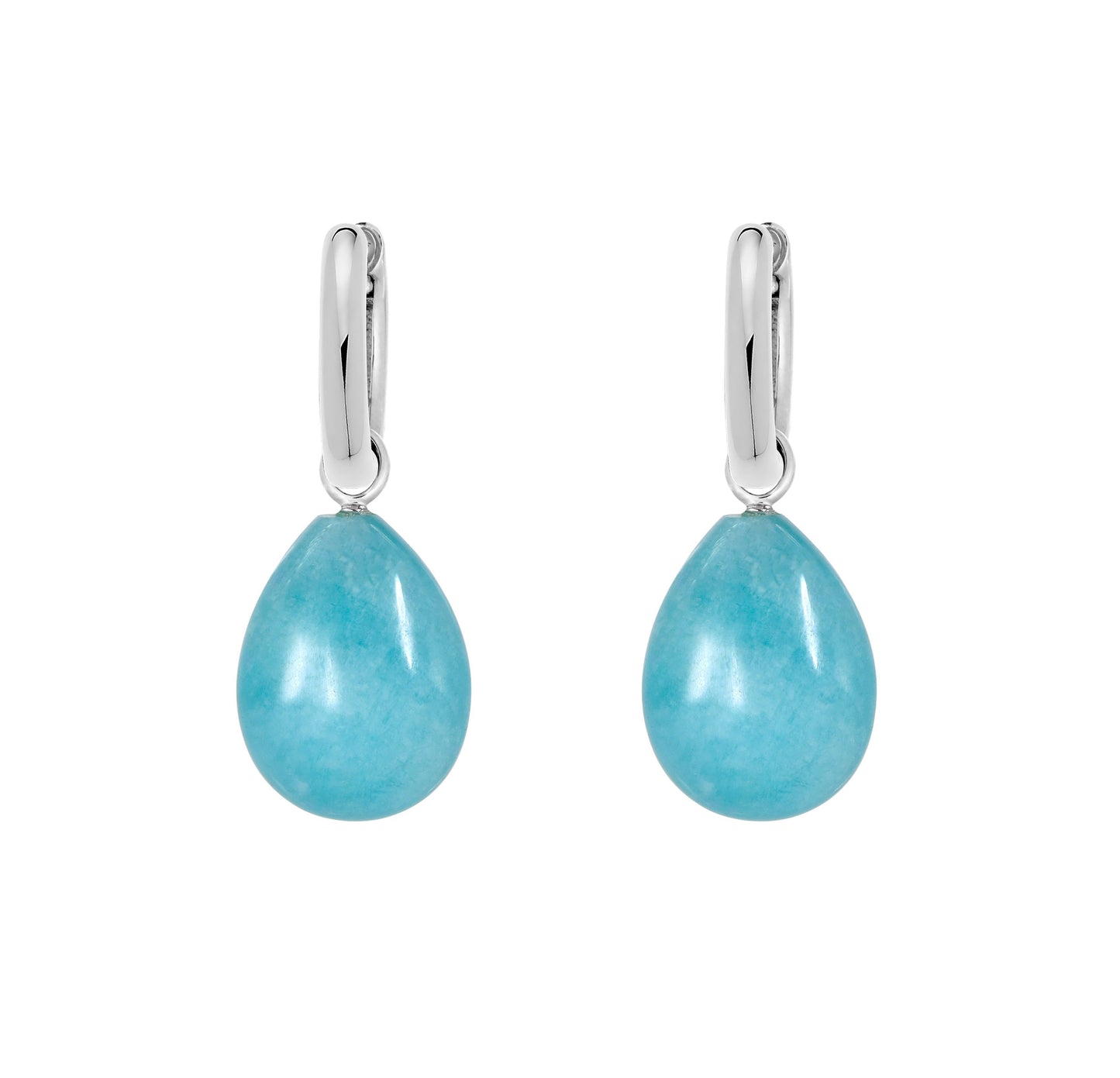 Elegante Creolen mit Amazonit aus 925er Silber – Modell Firenze, handgefertigt in Italien von Colpo & Zilio.