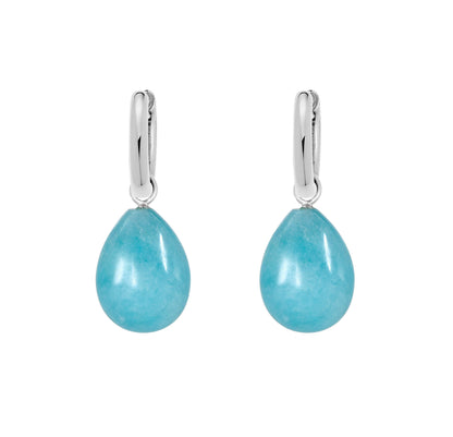 Elegante Creolen mit Amazonit aus 925er Silber – Modell Firenze, handgefertigt in Italien von Colpo & Zilio.