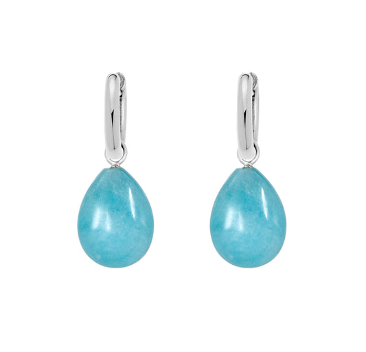 Elegante Creolen mit Amazonit aus 925er Silber – Modell Firenze, handgefertigt in Italien von Colpo & Zilio.